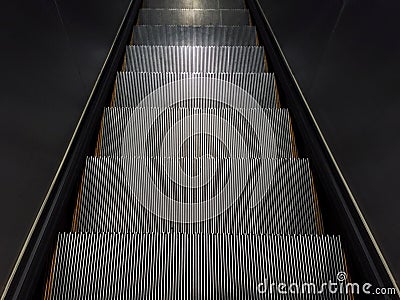 Empty step of escalator going down Stock Photo