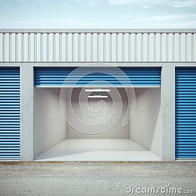 Empty storage unit with opened door Stock Photo