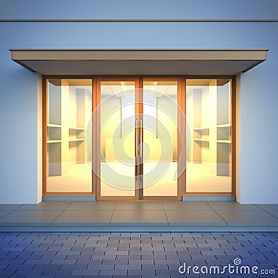 Empty store facade. Cartoon Illustration