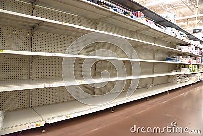 Empty store shelf Stock Photo