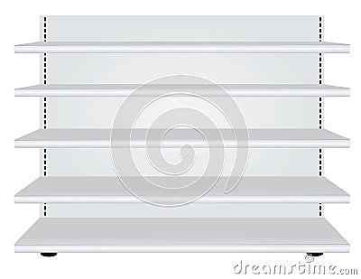 Empty store shelves with white wobblers Vector Illustration