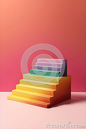 Empty storefront promotion mockup creative round scene from iridescent rainbow backgroud Generative AI Stock Photo