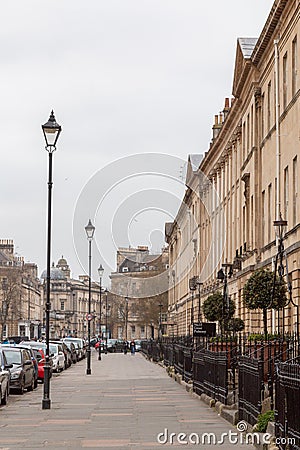 Empty street in Bath on a rainy day Editorial Stock Photo