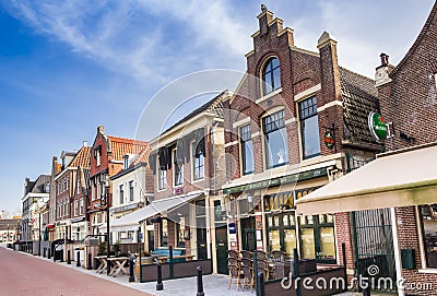 Empty street on the historic Koemarkt square in Purmerend Editorial Stock Photo