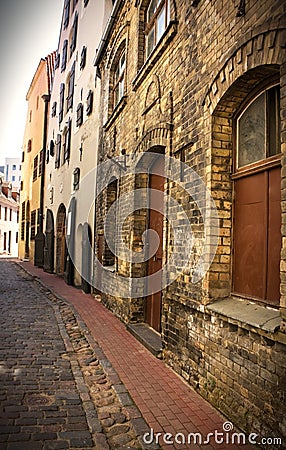 Empty street in the old city center Stock Photo