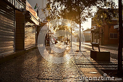 Empty street road in city without people Stock Photo