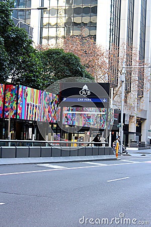 Empty street in Sydney with a board for car park Editorial Stock Photo