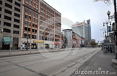 Empty street in Winnipeg Editorial Stock Photo