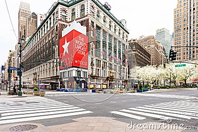 Empty Streets of Herald Square New York from Covid-19 pandemic Editorial Stock Photo