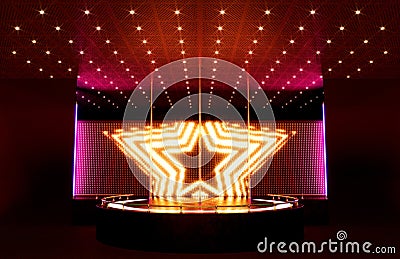 Strip Club Stage And Lights Stock Photo