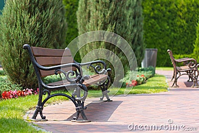 Empty stylish bench Stock Photo