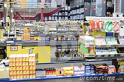 Empty supermarket store in daytime Editorial Stock Photo