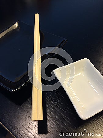 Empty Sushi dish wish seasoning Stock Photo