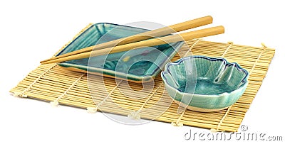 Empty sushi plates. Stock Photo