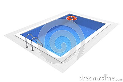 Empty Swimming Pool with Lifebuoy Stock Photo