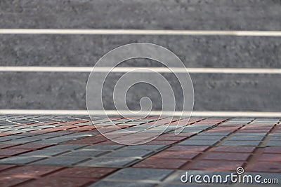 Empty table in front of blurred granit wall. Template for your p Stock Photo