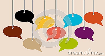 Empty talk bubbles on a string with light background Vector Illustration
