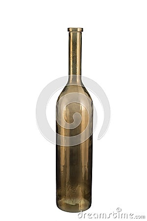 Empty Tall Golden Bottle Vase Stock Photo