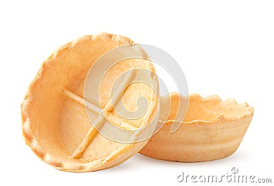 Empty tartlets on a white background. Isolated Stock Photo