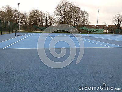Empty tennis court in England United Kingdom winter Stock Photo