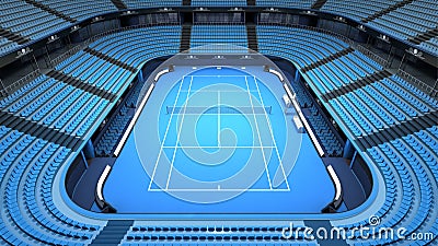 Empty tennis court stadium indoor view Cartoon Illustration