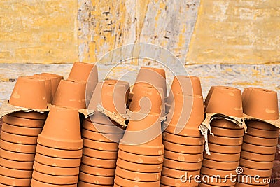 Empty terracotta pots Stock Photo