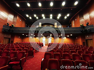 The empty theater hall - bright lights Stock Photo
