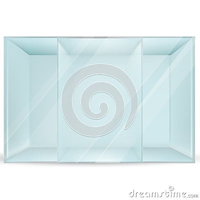 Empty three division rectangular glass box Vector Illustration