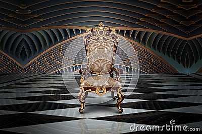 Empty throne in hall Stock Photo