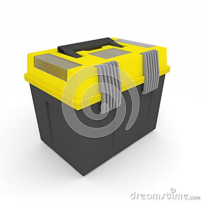 Empty toolbox, black and yellow, Cartoon Illustration