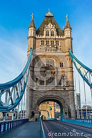 Empty Tower Bridge early in the morning - 2 Stock Photo