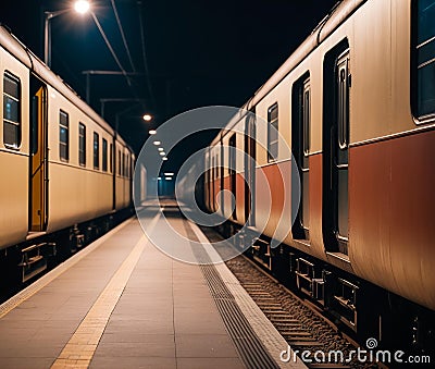 Empty train carriages. Generative AI Stock Photo
