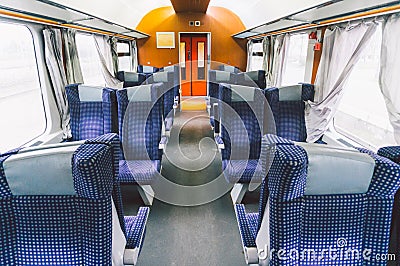 Empty train compartment Stock Photo