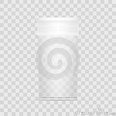 Empty Transparent Cylindrical Medical Package Vector Illustration