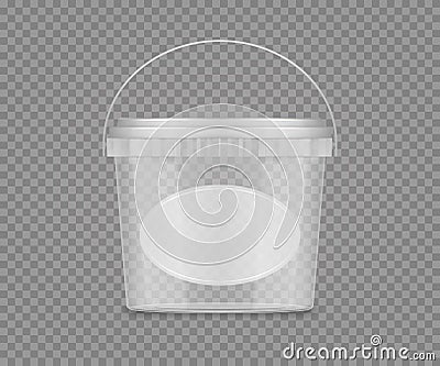 Empty transparent jar mockup with label nd handle for cheese, ice cream, mayonnaise, yogurt Vector Illustration