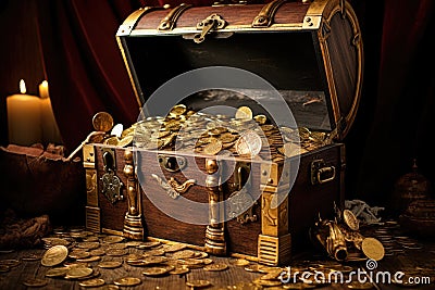 empty treasure chest, open and ready to be filled Stock Photo