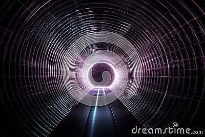 Empty tunnel with abstract construction structure. Display Background. Stock Photo