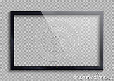 Empty tv frame with reflection and transparency screen isolated. Lcd monitor vector illustration Vector Illustration