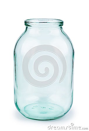 Empty two litre glass jar isolated on white Stock Photo