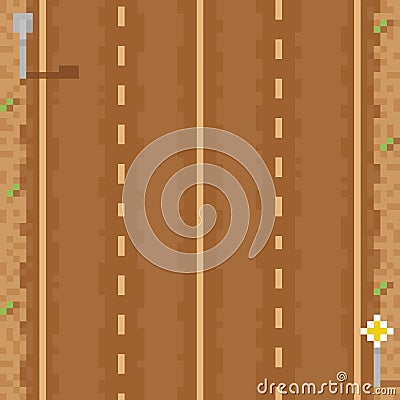 Empty two way direct road six lines and signs Vector Illustration