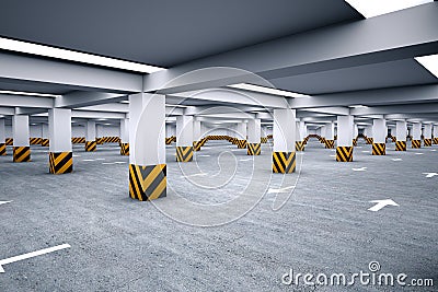 Empty underground parking area Stock Photo