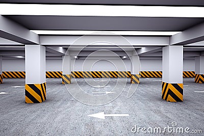 Empty underground parking area Stock Photo