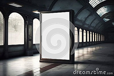 Empty underground train station advertising poster. Stock Photo