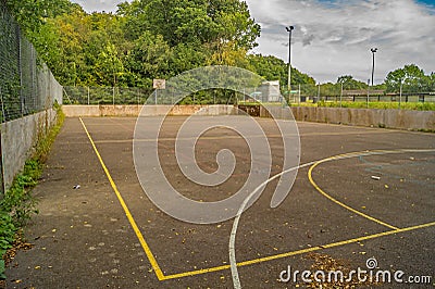 An Empty unused urban sports court Stock Photo