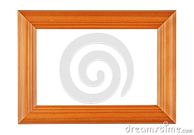 Empty varnished ginger wooden frame for photo or painting isolated on white background Stock Photo