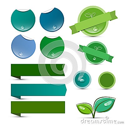 Empty Vector Natural Product Green Labels Vector Illustration