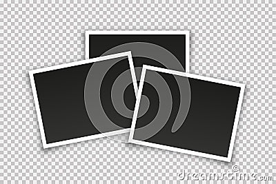 Empty vector photo frames isolated in trendy realistic design. Vector retro photo pictures on transparent background with shadows Stock Photo