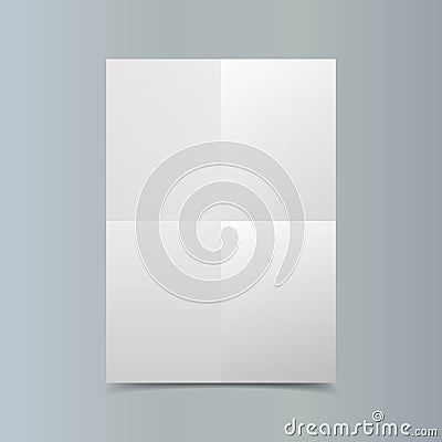 Empty vector vertical white paper poster mockup on grey wall. Vector Illustration