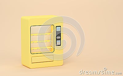 Empty vending machine with yellow background, 3d rendering Stock Photo
