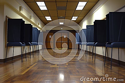 Empty voting booths in a polling station Stock Photo